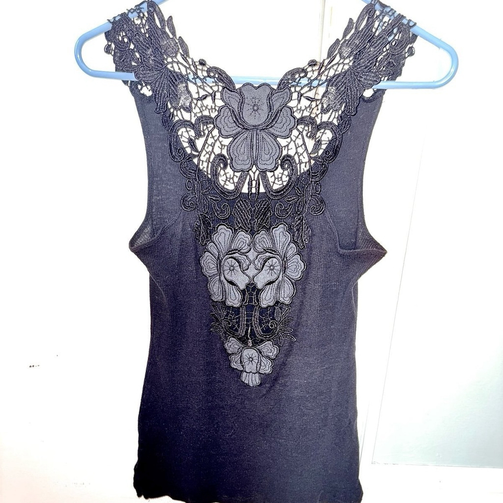 Free people lace racerback tank top ribbed size M